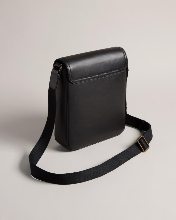 Sac en Cuir Ted Baker Trunk Lock Flight Noir Homme | INR-43361970